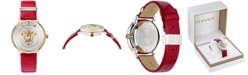 Versace Women's Swiss Medusa Icon Red Leather Strap Watch 38mm
